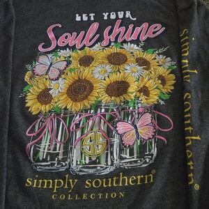 Simply Southern Collection Youth Large Sunflower Graphic Gray Long Sleeved Tee